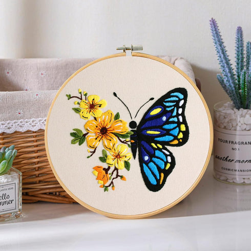 Santune 3 Pack Embroidery Kit for Beginners Adults Cross Stitch Kits for Beginners Hand Embroidery with Butterfly Patterns and Instructions DIY Ki...