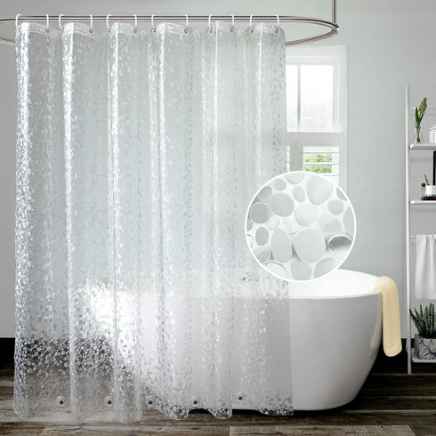 AooHome 72 Wx66 L inch Bathroom Curtain, 3D Stone Shorter Shower Liner with Bottom Magnets, Water Repellent, Semi Transparent...