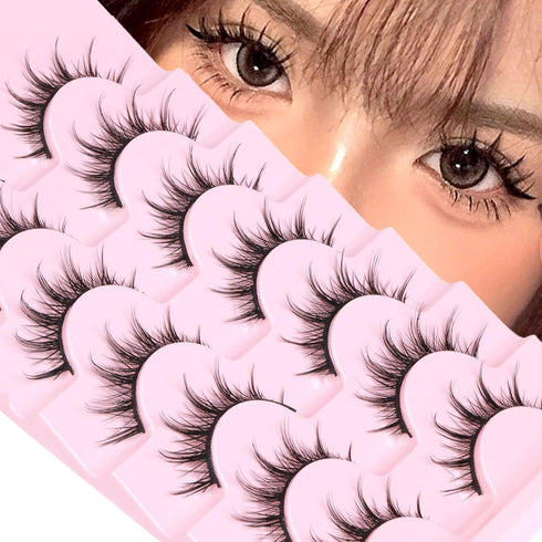 Manga Lashes Natural Look False Eyelashes Anime Lashes Mink Wispy Fluffy Spiky 3D Volume Eyelashes Pack Korean Japanese Asian Cosplay Fake Eyelash...