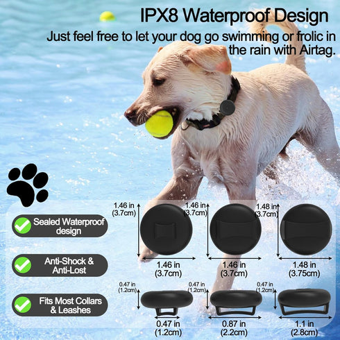 IPX8 Waterproof AirTag Dog Collar Holder, Hidden Air Tag Case for Cat Collar, Anti-Lost Silicone Cover for AirTag GPS Tracker Compatible with Pets...