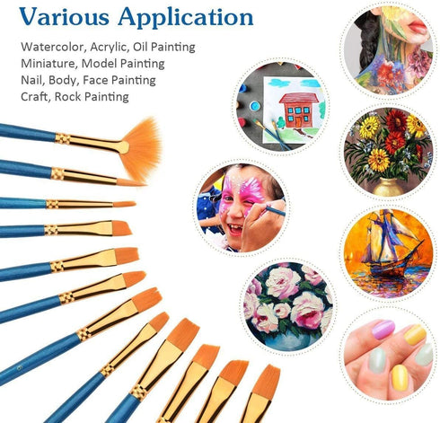 Permanent 12 Colors Fabric Paint Set for Clothes with 10 Pces Brush, Vibrant Color Textile Paints, Non-Fading Fabric Paints on T-Shirt, Jackets, S...