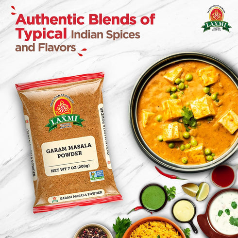 Laxmi Garam Masala 7 Oz (200gm) | A spicy and aromatic blend of our various salt free seasonings and spices | Non-GMO Product | For cooking and se...