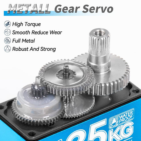 Miuzei 35kg High Torque RC Servo, Coreless Servo Motor Metal Gear Digital Waterproof Steering Servo for Arduino 1/8 1/10 RC Car Robotic DIY 270 De...