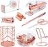 Rose Gold Office Supplies and Accessories - Cute Office Supplies for Women with Rose Gold Stapler, Tape Dispenser, Pen Holder, Scissors, Phone Hol...