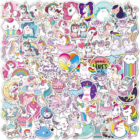 Cute Unicorn Stickers Pack 100pcs Vinyl Laptop Water Bottle Stickers for Girls Motorcycle Luggage Cup Graffiti Bomb Decals Skateboards Snowboard U...