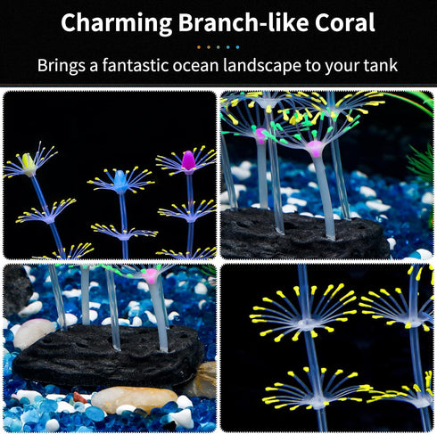 Uniclife Strip Coral Plant Ornament Glowing Effect Silicone Artificial Decoration for Fish Tank, Aquarium Landscape - Orange...