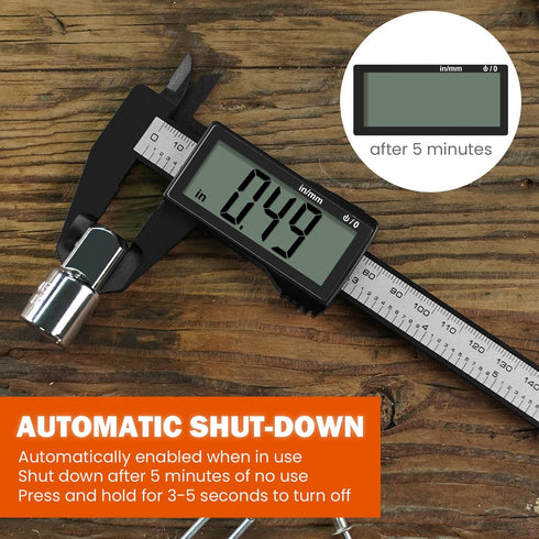 Caliper Measuring Tool 6 Inch,Vernier Caliper Digital Micrometer with Large LCD Screen, Auto-Off,Easy Switch from Inch Metric,Electronic Ruler Pla...