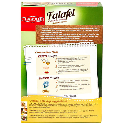 Tazah Falafel Mix 7oz (200g) Delicious Vegetarian Crunch Patties Powder Mix Lebanese Recipe...
