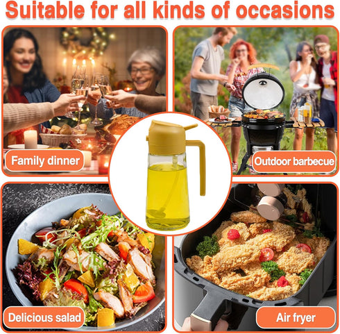 Generic 2 In 1 Oil Dispenser And Oil Sprayer, 16 Oz/470 Ml Oil Dispenser For Kitchen Spray, With Fine Mist Nozzle, Suitable For Cooking, Air Fryer...