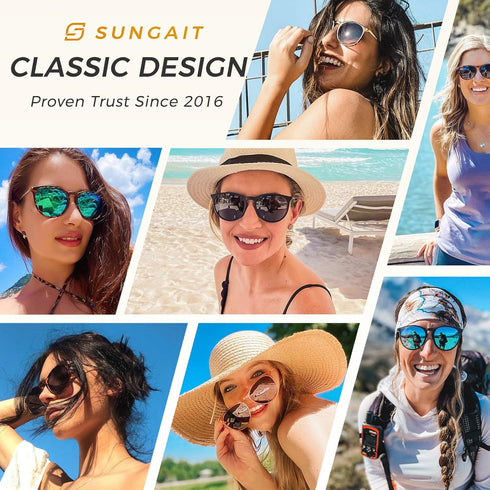 SUNGAIT Premium Vintage Round Sunglasses for Women Men Classic Retro Trendy Style...