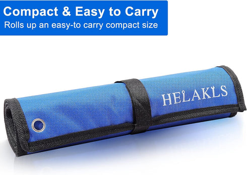 1 Piece 12 Pockets Metric Wrench Tool Roll Up Pouch Utility Heavy Duty Canvas Tool Organizers Bag Blue...