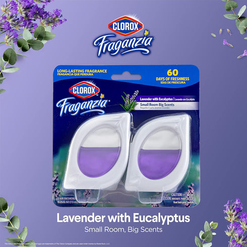 Clorox Fraganzia Small Room Air Freshener in Lavender with Eucalyptus |Peel & Place Air Freshener, No-Plug, Battery-Free for Closets, Laundry Room...