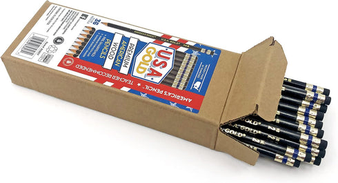 Rose Art U.S.A. Gold Pre-Sharpened American Wood Cased #2 HB Black Pencils, 48 Pack...