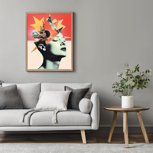 Posterizer 1 pcs-mind blowing sunset-surreal vintage collage-Abstract & Modern Art-Retro Art-Gift for Art Lovers- UNFRAMED Wall Art...