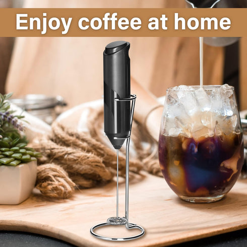 YSSOA Electric Milk Frother Handheld with Stainless Steel Stand Battery Operated Whisk Drink Mixer for Coffee, Frappe, Latte, Matcha, Hot Chocolat...