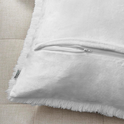 NordECO HOME Luxury Soft Faux Fur Fleece Cushion Cover Pillowcase Decorative Throw Pillows Covers, No Pillow Insert, 12" x 20" Inch, White, 2 Pack...