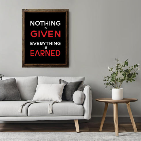 Posterizer 1 pcs-nothing is given, everything is earned-Workplace & Office Art-Men's Art Collection-Gift for Entrepreneurs-decor for office wall- ...