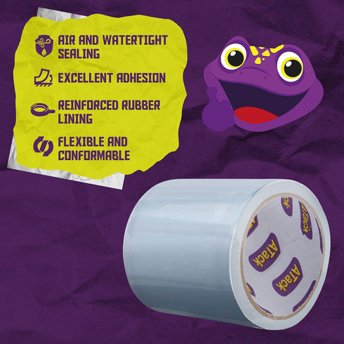 ATack Waterproof Patch and Seal Tape, Clear, 4 Inches x 10 Feet, Water Barrier Tape for Stop Leak Repair on Pipes, Chimney, Roof, Boat, and HVAC...