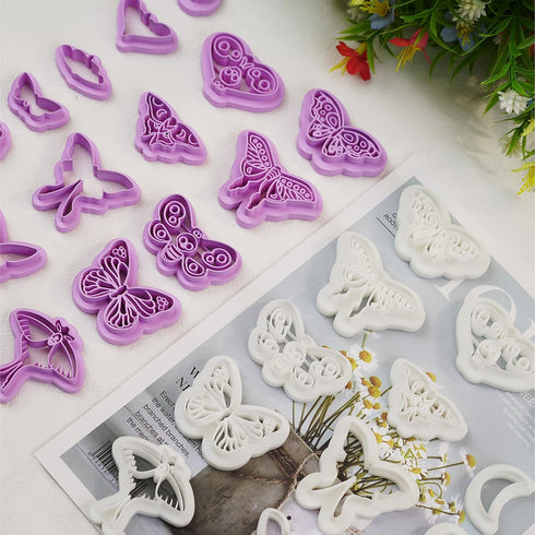 Moth Polymer Clay Cutters: 18 Pcs Earrings Clay Cutters, Butterfly Clay Cutters, Moth Clay Cutter, 3D Print Clay Cutters for Earrings Making...
