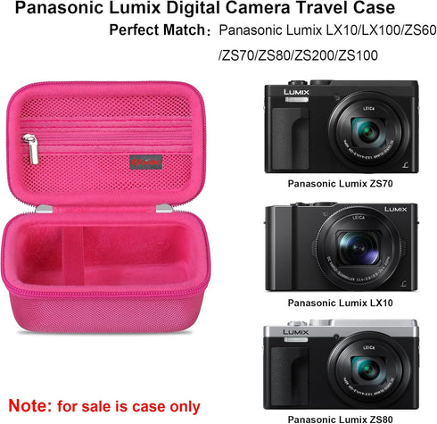 Carrying Case for Panasonic Lumix LX10/ LX100/ ZS60/ ZS70/ ZS80/ ZS200/ ZS100 4K Digital Camera, Vlogging Camera Travel Bag Storage Cover, Mesh Po...