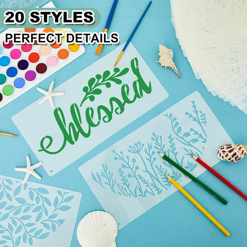 Thyle 20 Pcs Welcome Stencils for Painting on Wood 11.81 x 5.91'' Large Welcome Letters Stencils Half Round Stencils for Wood Sign Plastic Word Fa...