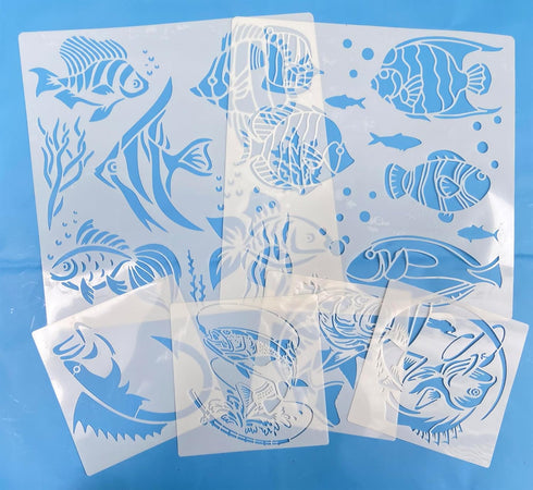Fish Stencils for Painting Reusable Fishing Stencils Large Fisherman Template Paint Stencils for Painting on Wood Burning DIY Art Craft Fabric Can...