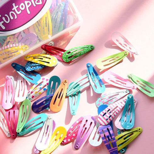 Toddler Hair Clips, Funtopia 80 Pcs (1.2 Inch, 3cm) Cute Mini Snap Hair Clips for Baby Girls Kids, Colorful Small Snap Barrettes Metal Barrette fo...