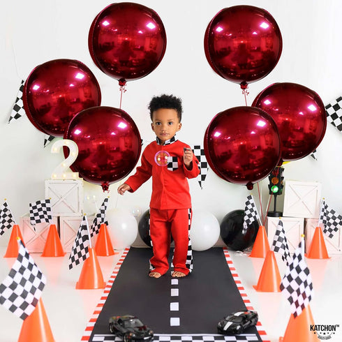 KatchOn, Huge Metallic Red Balloons - 22 Inch, Pack of 6 | Round 4D Mylar Balloon for Red Party Decorations | Burgandy Balloons for Birthday, Anni...