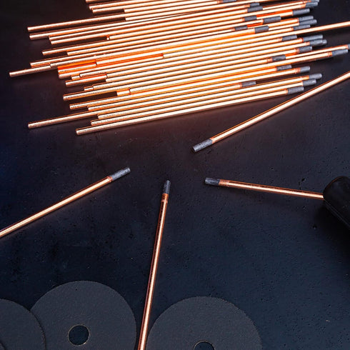 PATIKIL Flat Gouging Carbon Electrode Rod, Copper Coated Gouging Electrode Rod 355x12x5mm for Welding, Pack of 5...