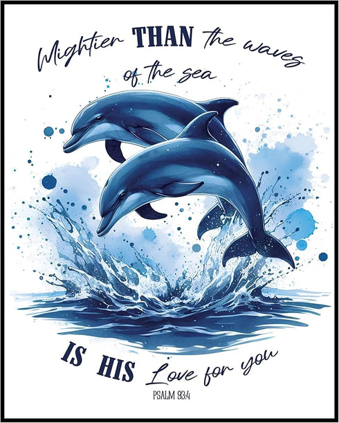 Posterizer 1 pcs-Mightier Than the Waves-Bible Verse Decor-Religious Posters-Quotes-Gifts for Christians-Decor for Church, Sunday School Classroom...