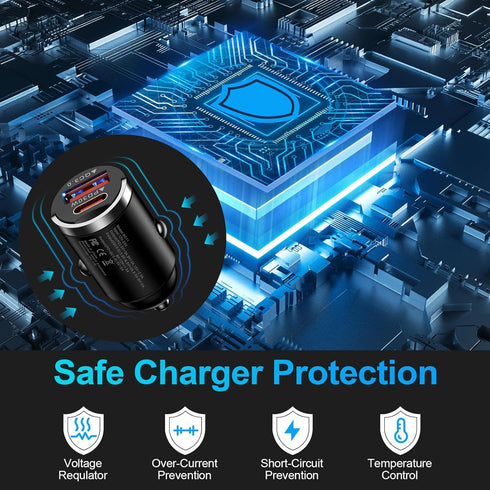 USB C Car Charger Adapter, 2Pack PD+QC Dual Port iPhone Car Charger Fast Charging Type C Cigarette Lighter Charger for iPhone 15/15 Pro Max/15 Plu...