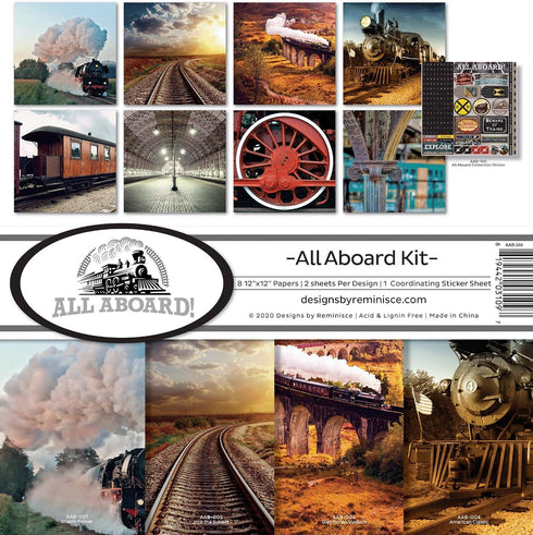 Reminisce All Aboard Collection Scrapbook Kit Paper Crafts, Multi Color Palette 12x12 inches...