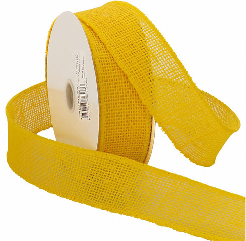Morex Natural Burlap Wired Ribbon for Decorations, Holidays, Parties, Home and Outdoor Decor, 1.5" x 10 Yd, Bright Yellow...