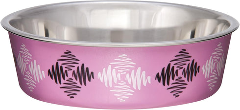 Loving Pets Bella Bowl Designer & Expressions Dog Bowl, Medium, Argyle, Pink...