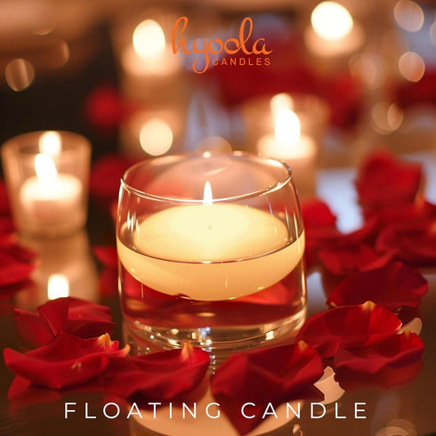 HYOOLA Premium Ivory Floating Candles 1.75 Inch - 3 Hour - 20 Pack - European Made...