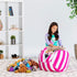 Posh Stuffable Kids Stuffed Animal Storage Bean Bag Chair Cover - Childrens Toy Organizer, Medium 27" - Canvas Stripes Pink and White...