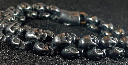 Skull Bracelet - BLACKSTATIC Collection - Premium Men's Vintage Punk Stainless Steel Biker Skull Bracelet....