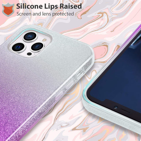 MATEPROX Compatible with iPhone 12 Pro case Compatible with iPhone 12 Cases Glitter Bling Sparkle Cute Girls Women Protective Cover (Gradient Purp...
