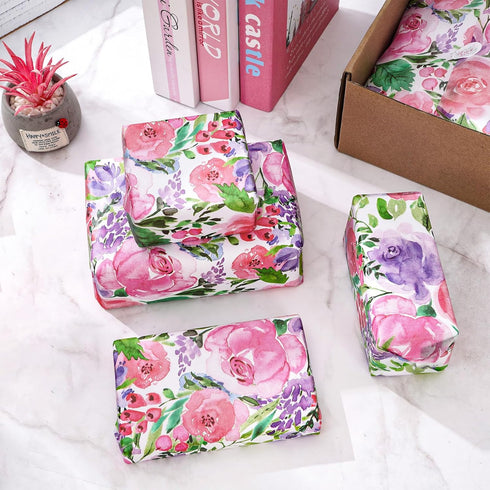Whaline 100Pcs Floral Tissue Paper Watercolor Flower Gift Wrapping Paper Blossom Packaging Paper DIY Art Craft Paper for Home Wedding Baby Shower ...