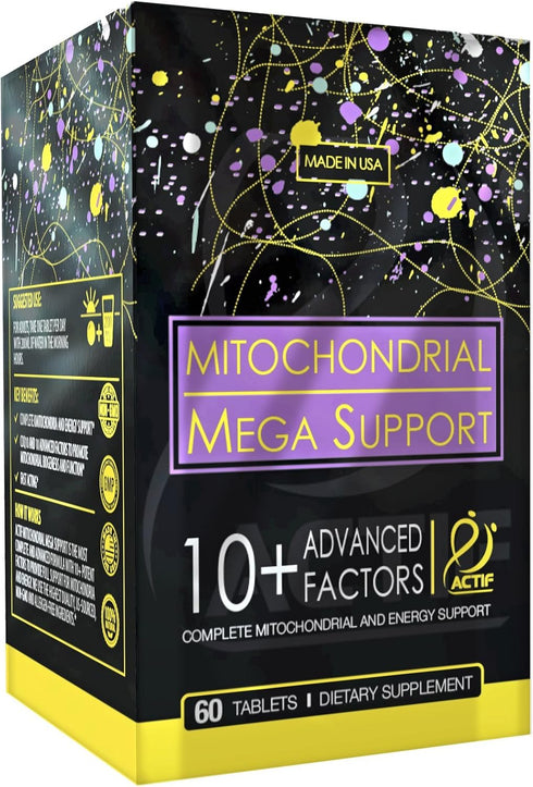 Actif Mitochondrial Mega Support with 10+ Advanced Factors - Non GMO, Fast Acting, Mitochondria and Energy Support, Made in USA, 60 Count...