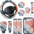 10 Pieces Abstract Painting Art Printing Car Steering Wheel Cover Center Console Armrest Pad Headrest Seat Belt Cover Handbrake Cover Keychain Coa...