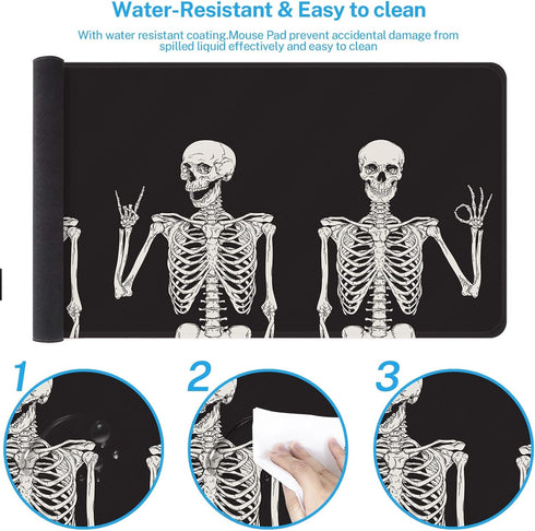 Britimes Black Skull Large Mouse Pad Non-Slip Desk Pad Keyboard and Mouse Desk Mat Gaming Mousepad for Game, Office & Home, 31.5 x 11.8 in...