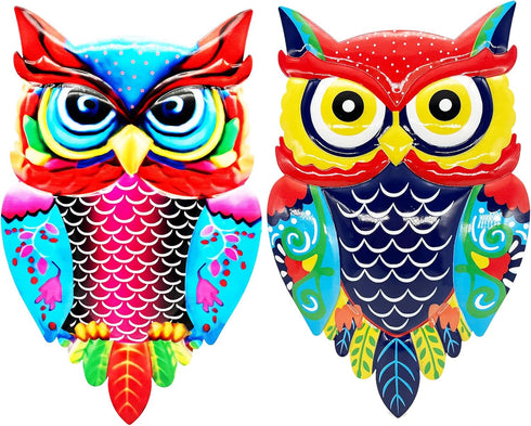 Cruis Cuka Metal Owl Wall Art 13.8 Inch 3D Garden Decor for Outdoor Patio Fence Backyard Decor Lawn Ornaments - Set of 2...