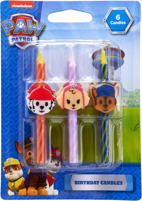 PAW Patrol Birthday Cake Candles | 6 Birthday Candles for Cake Decorations, Red, Pink, Blue Candles Featuring Chase, Marshall, Skye | Cake Toppers...