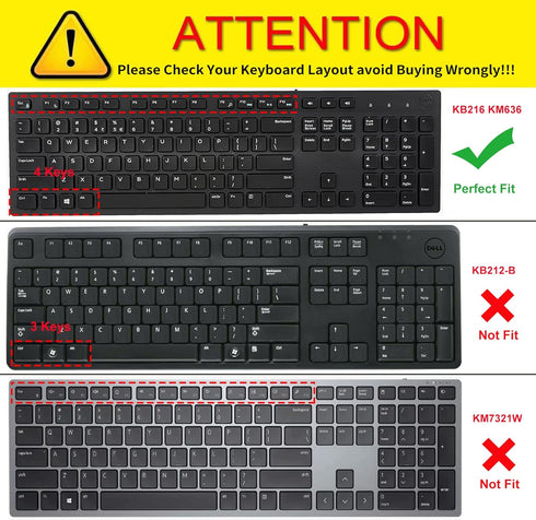 Keyboard Cover for Dell KB216 KB216b KB216t KB216d KB216p Wired & KM636 & Dell Optiplex 5250 3050 3240 5460 7450 7050 & Dell Inspiron AIO 3475/367...