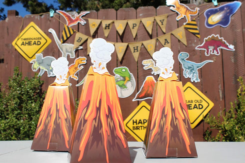 Jayd Products, 12 Volcano Party Favor Boxes, Dinosaur Party Decorations, Luau, Hawaiian Party, Tiki Party Supplies...