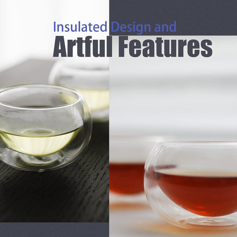 PunPun 2.7oz. 80ml Double Wall Borosilicate Glass Tea Cups Espresso Cups Heatproof Insulating Teacups glass Set of 4...