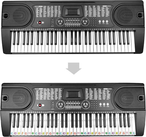 Keyboard Stickers,Kids Cartoon Cute Animals Piano Keyboard Letters Stickers Removable for 88, 76, 61, 49 Key Extra Large Piano Stickers for Kids...