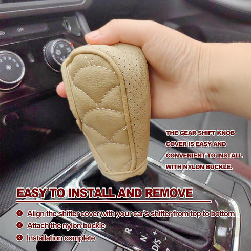 Car Gear Shift Cover, Waterproof PU Leather Automotive Gear Stick Shift Knob Rod Dust Cover Protector Car Interior Accessories for Most Cars Truck...