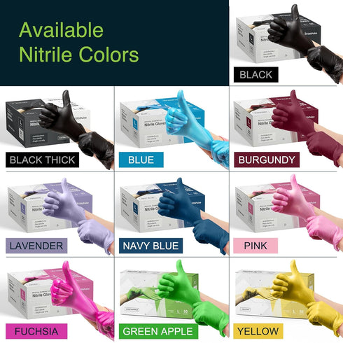 FifthPulse Yellow Nitrile Disposable Gloves - 50 Count - 3 Mil Nitrile Gloves Medium - Powder and Latex Free Rubber Gloves - Surgical Medical Exam...